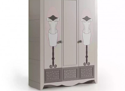 Armoire en bois Armoire de luxe Armoire Meuble en bois Design à 3 portes Gris
